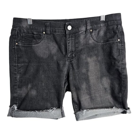 White House Black Market Pants - WHITE HOUSE BLACK MARKET Jean Shorts Distressed size L BLACK Denim Bermuda Cute